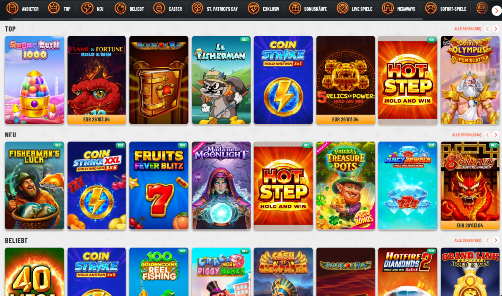 Wyns Casino Spielautomaten Auswahl: Übersicht der Top-Slots wie Book of Ra, Sugar Rush, Flame & Fortune und vieler neuer, beliebter Online Slots.