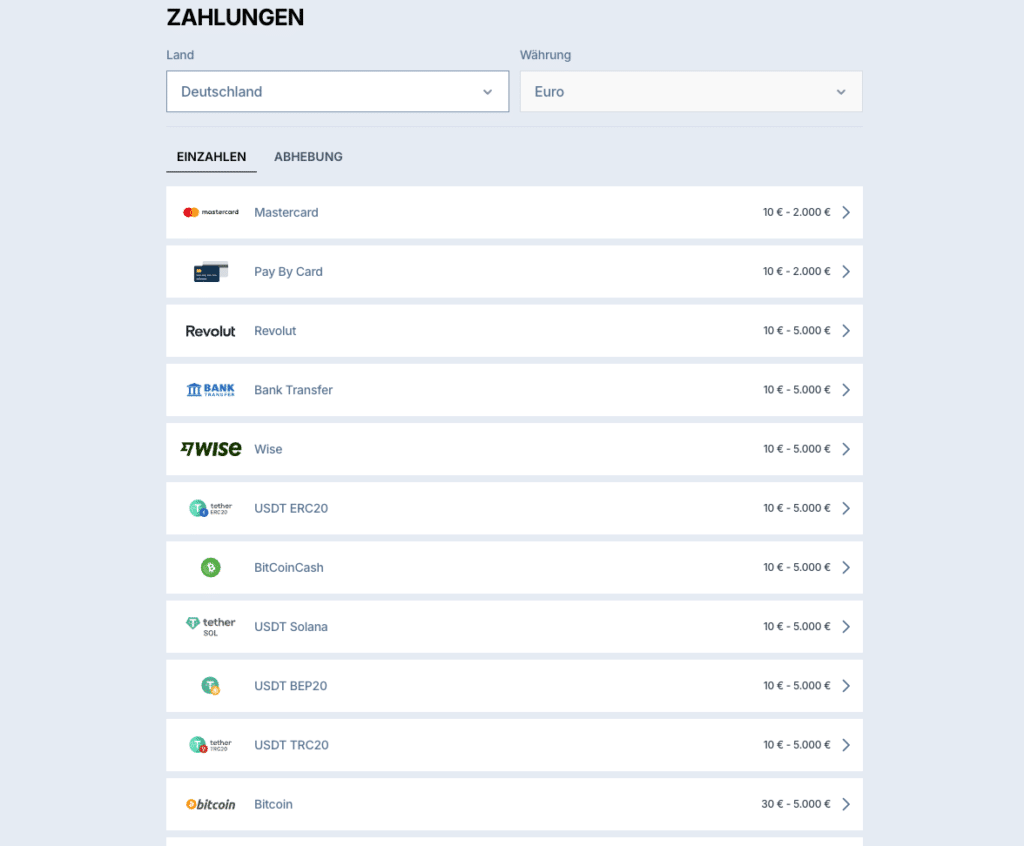 Alle Zahlungsmethoden im Zoccer Casino für deutsche Kunden – inklusive Banküberweisung, Kreditkarte, Wise, Revolut und Kryptowährungen