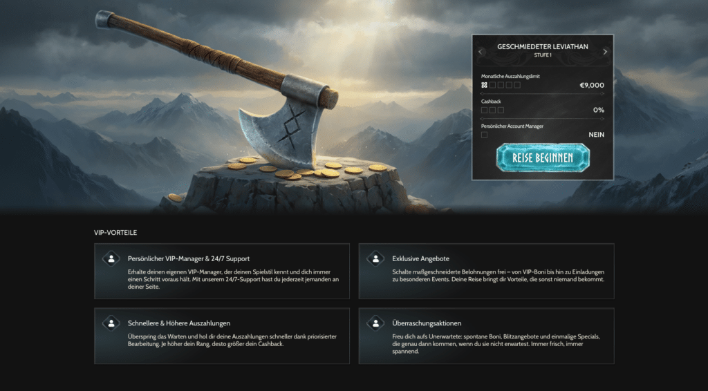 Darstellung der VIP-Vorteile bei Godz Casino wie persönlicher Support und schnellere Auszahlungen