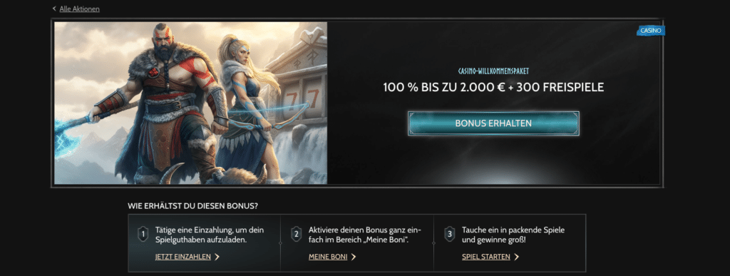 Casino Willkommensbonus bei Godz Casino – 100% bis zu 2.000 € und 300 Freispiele für neue Spieler